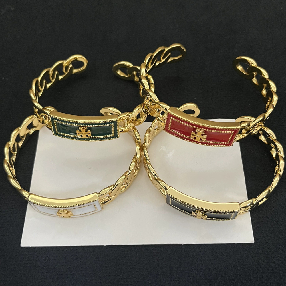 Tory Burch Enamel Letter Open Bangle